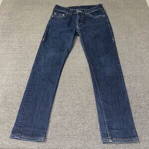 True Religion Geno Relaxed Slim Jeans Women's 29 Blue Denim Medium Wash *HEMMED